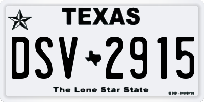TX license plate DSV2915
