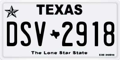 TX license plate DSV2918
