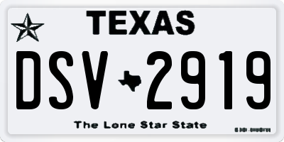 TX license plate DSV2919