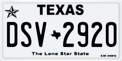 TX license plate DSV2920
