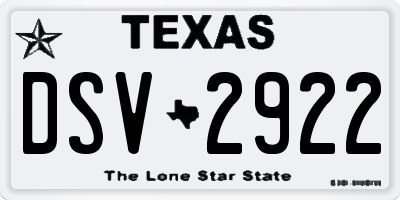 TX license plate DSV2922