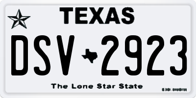 TX license plate DSV2923