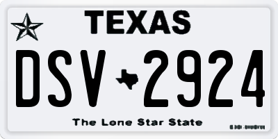 TX license plate DSV2924