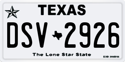 TX license plate DSV2926
