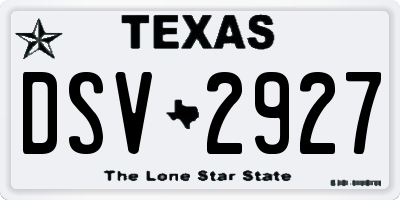 TX license plate DSV2927