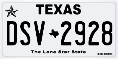 TX license plate DSV2928