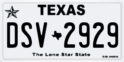 TX license plate DSV2929