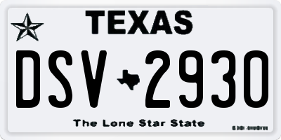 TX license plate DSV2930