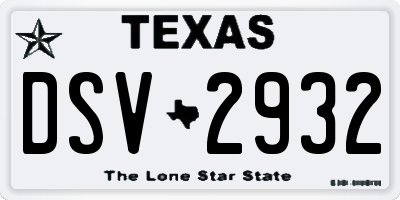 TX license plate DSV2932