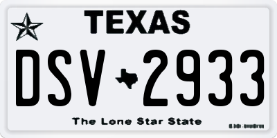 TX license plate DSV2933