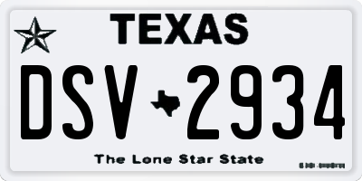 TX license plate DSV2934