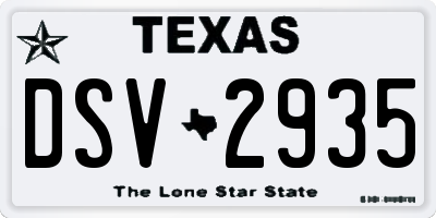 TX license plate DSV2935