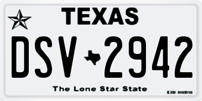 TX license plate DSV2942