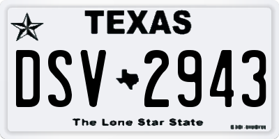 TX license plate DSV2943