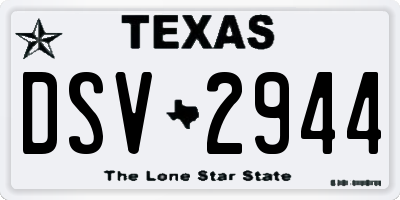 TX license plate DSV2944