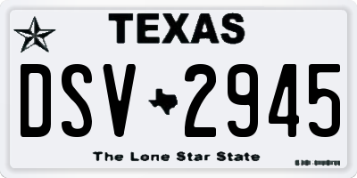TX license plate DSV2945