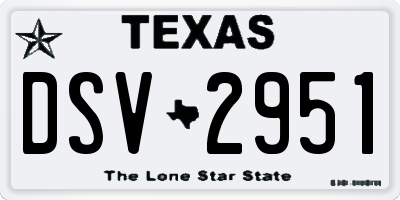 TX license plate DSV2951