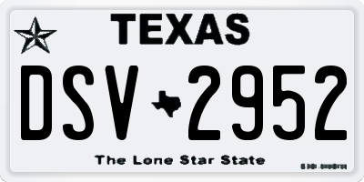 TX license plate DSV2952