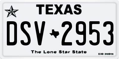 TX license plate DSV2953