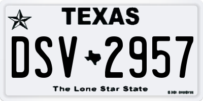 TX license plate DSV2957