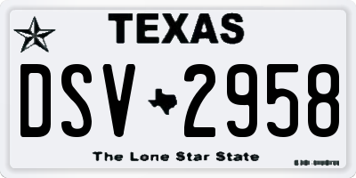 TX license plate DSV2958