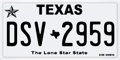 TX license plate DSV2959