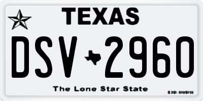TX license plate DSV2960