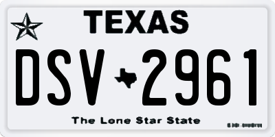 TX license plate DSV2961