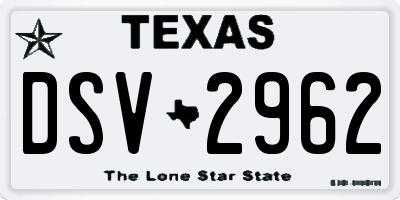 TX license plate DSV2962