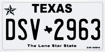 TX license plate DSV2963