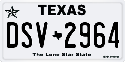 TX license plate DSV2964
