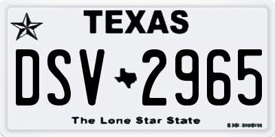 TX license plate DSV2965