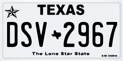 TX license plate DSV2967