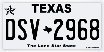 TX license plate DSV2968