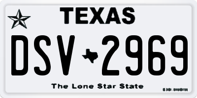 TX license plate DSV2969