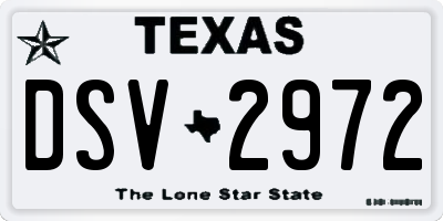 TX license plate DSV2972