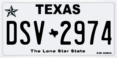 TX license plate DSV2974