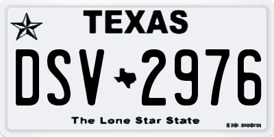 TX license plate DSV2976