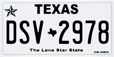 TX license plate DSV2978