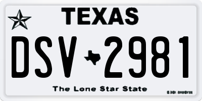 TX license plate DSV2981
