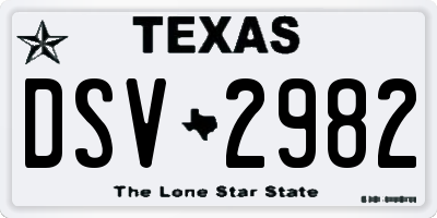 TX license plate DSV2982