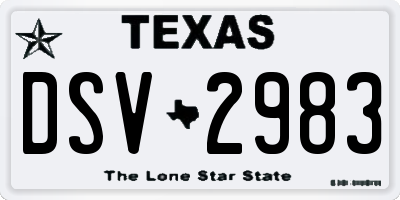 TX license plate DSV2983