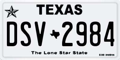 TX license plate DSV2984