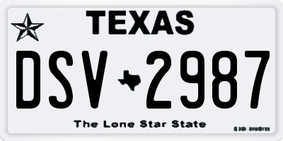 TX license plate DSV2987
