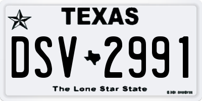 TX license plate DSV2991