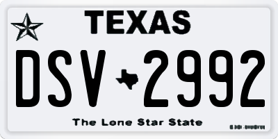 TX license plate DSV2992