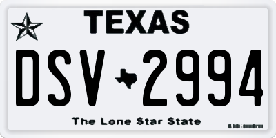 TX license plate DSV2994