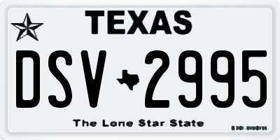 TX license plate DSV2995
