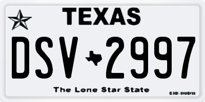 TX license plate DSV2997