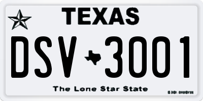 TX license plate DSV3001
